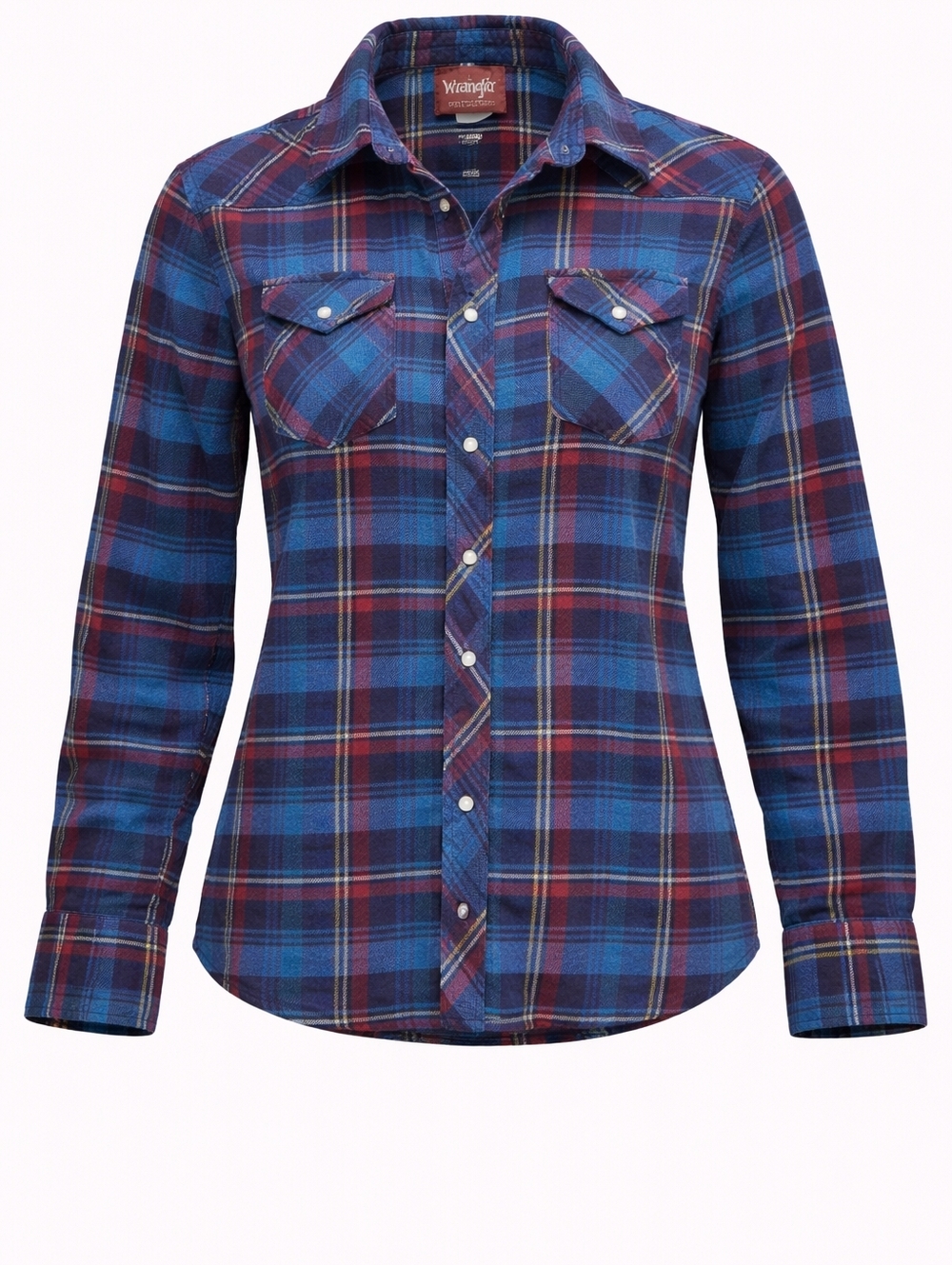 Vintage 80's Womens Wrangler‎ Blue and Red Plaid Flannel